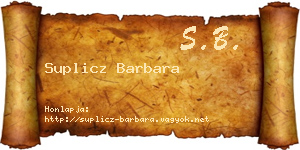 Suplicz Barbara névjegykártya